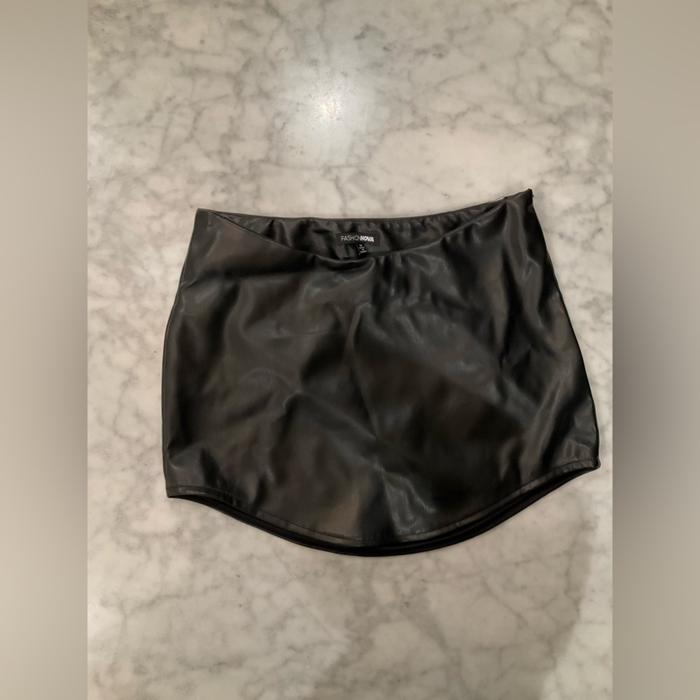 Fashion Nova Black Leather Skirt